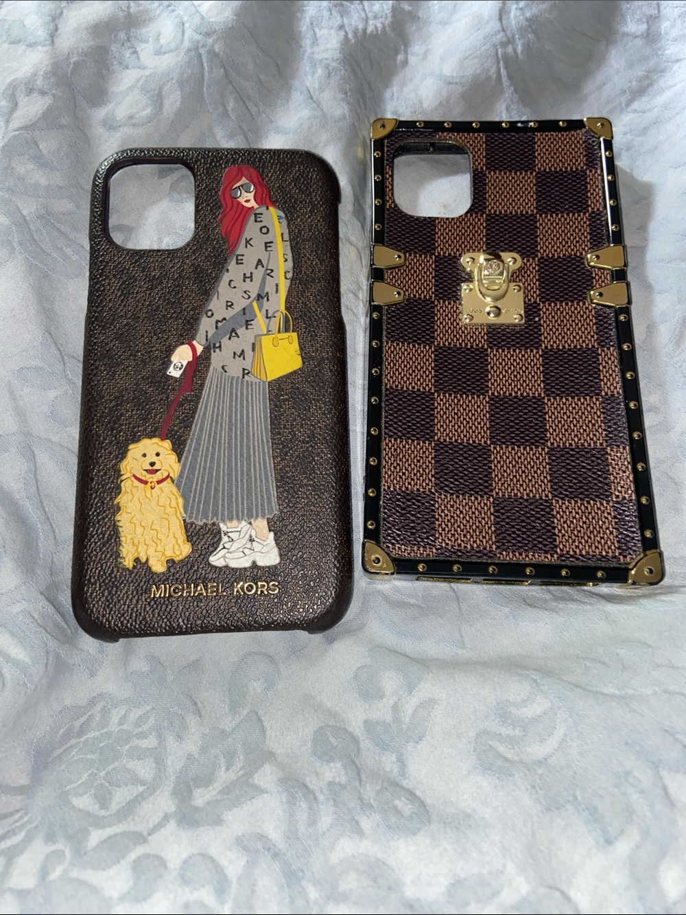 Michael Kors Brown Printed Fashion Girl & Dog iPhone Case 11